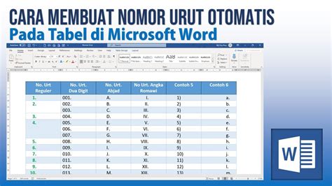 Cara Mudah Membuat Nomor Urut Otomatis Beserta Tabel Kolom Di Ms Word