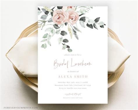 Bridal Luncheon Invitation Template Floral Wedding Shower Invites