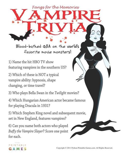 Pop Culture Games Vampire Trivia 695 Halloween Facts