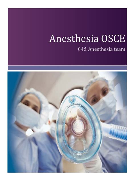 Anesthesia Osce Pdf Anesthesia Health Care