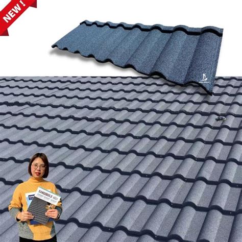 Alu Zinc Milano Metal Sheet Tiles Flat Shingle Roof Colorful Stone