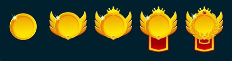 Set Of Game Rank Badges Level Up Icons Ranking Awards 20982387 Vector