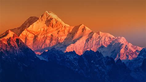 Sunrise On Mount Kanchenjugha Himalayan Mountain Range Sikkim India