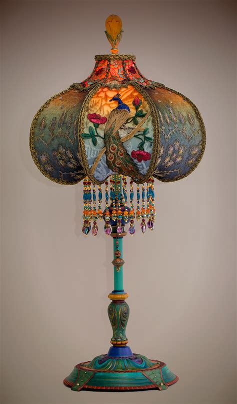 nightshades detail  peacock victorian lamp  shade