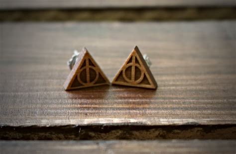 Harry Potter Deathly Hallows Post Wood Earrings From The Wood Reserve