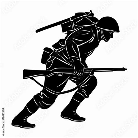 Illustration Of A Running Soldier Vector Draw Stock Image And