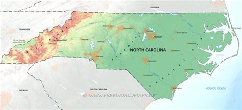 Physical Map Of North Carolina