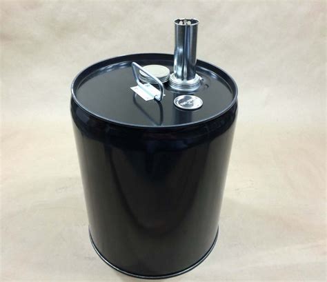 5 Gallon Black Steel Pail With Screw Cap And Pushpull Spout Yankee