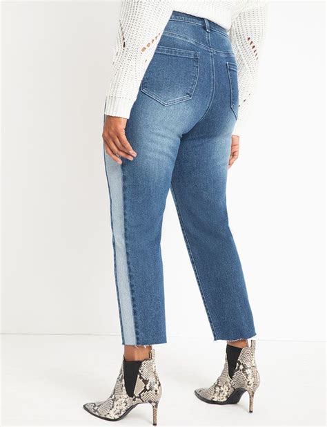 Relaxed Two Tone Jean Womens Plus Size Pants Eloquii Two Toned