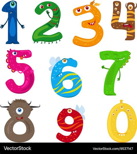 Monster Funny Numbers Royalty Free Vector Image
