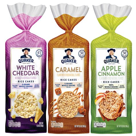 Quaker Large Rice Cakes Gluten Free 3 Flavor Variety