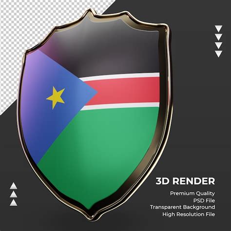 escudo 3d bandeira do sudão do sul renderizando vista correta psd premium