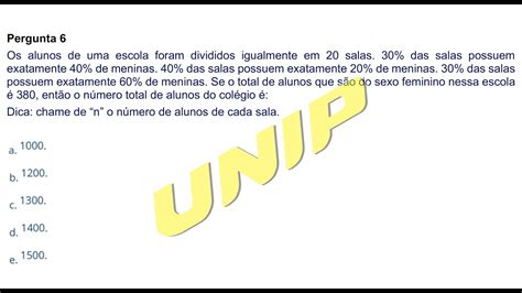 UNIP Matemática Questionário Unidade I Pergunta 6 YouTube