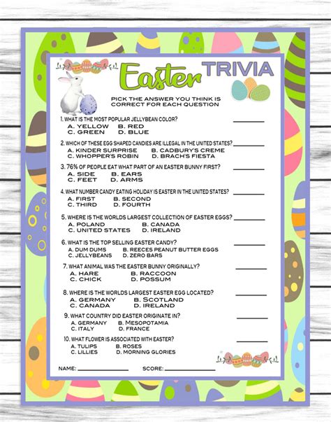 Printable Or Virtual Easter Trivia Game Easter Party Decor Easter Di