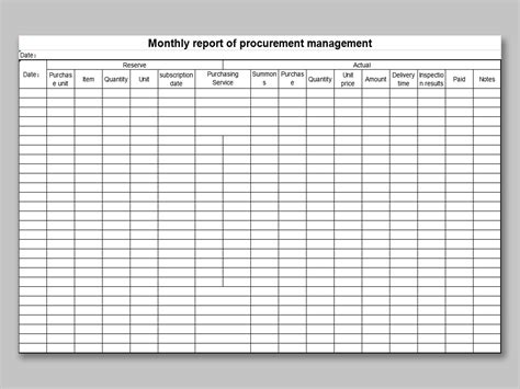 Excel Of Monthly Report Of Procurement Management Xlsx Wps Free Templates