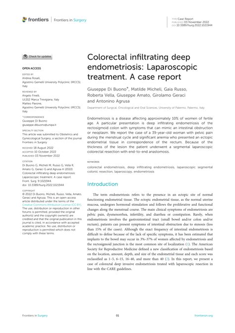 Pdf Colorectal Infiltrating Deep Endometriosis Laparoscopic
