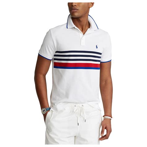 Polo Ralph Lauren Mens Stripe Mesh Polo Shirt Classic Fit Polos