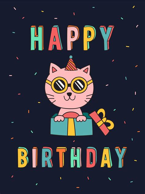 Funny Cat Birthday Card 559035 Download Free Vectors Clipart