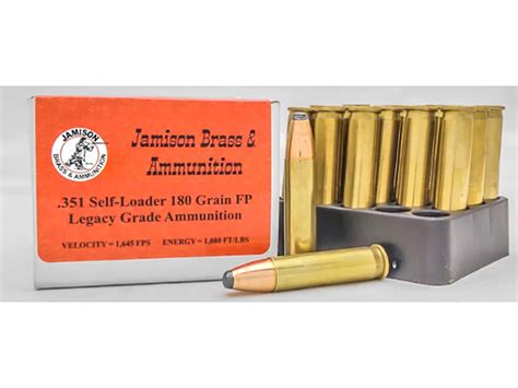 Jamison Ammo 351 Winchester Self Loader 180 Grain Flat Point Box Of 20