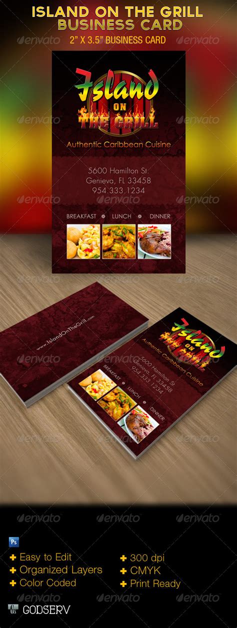 We offer you many free models of business cards for restaurant. Island On The Grill Restaurant Business Card Template on ...