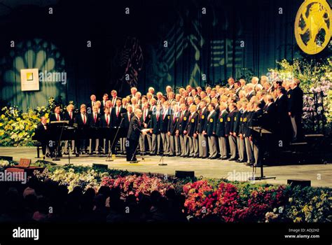 Welsh Male Voice Choir Singing On Stage At The Annual Llangollen