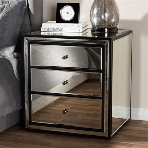 Baxton Studio Avatar 3 Drawer Silver Metallic Nightstand 28862 7603 Hd