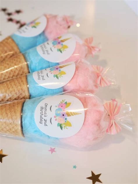 Cotton Candy Cones Pastel Cotton Candy Rainbow Birthday Party Ice Cream Cone Party Favors