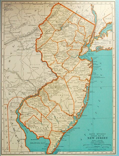 1937 Vintage Map Of New Jersey Vintage New Jersey Map New Etsy
