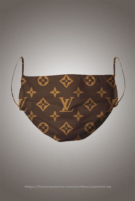 Louis Vuitton Supreme Brown Pattern Face Mask For Sale By Supla Fresh
