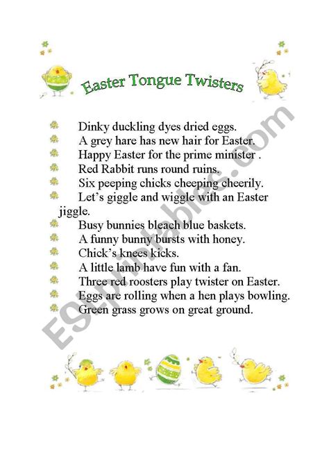21 Tongue Twisters For Kids Printable Free Coloring Pages