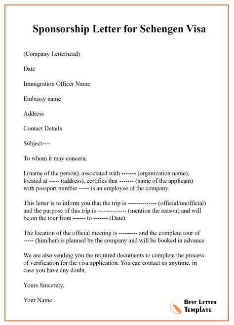 Skip two lines and put the full name of the person writing the letter and their address. Sponsorship-Letter-for-Schengen-Visa - Best Letter Template