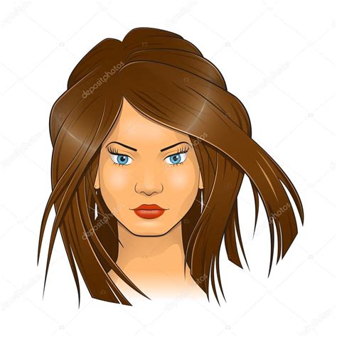 Woman Face With Flowing Hair Illustration Stock Vector By ©athalaric 110341512