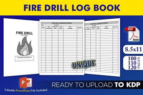 Fire Drill Register Log Book Kdp Interior Template Editable