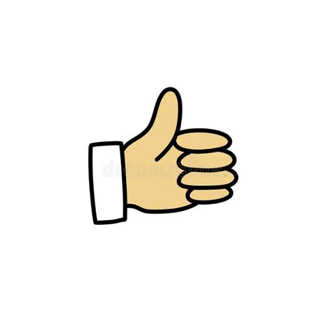 Thumbs Up Doodle Icon Vector Color Illustration Stock Illustration