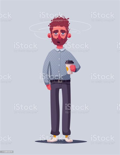 Sleepy Businessman Character Cartoon Vector Illustration Stock