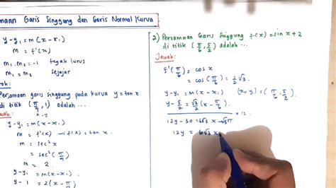 Persamaan Garis Singgung Dan Garis Normal Turunan Fungsi Trigonometri
