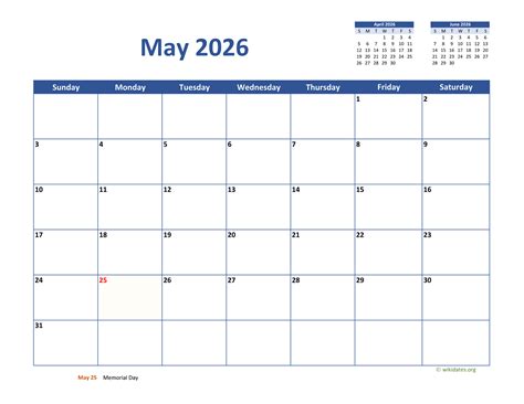 May 2026 Calendar Classic