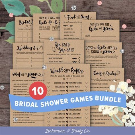 Printable Bridal Shower Package Bridal Shower Games 10 Games Bundle