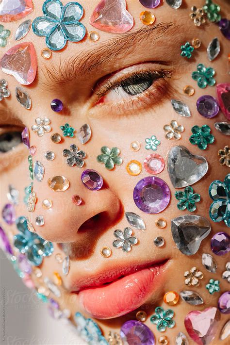 Closeup Beauty Portrait Of Face Covered With Crystals By Stocksy Contributor Liliya Rodnikova