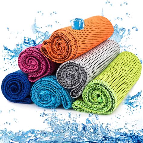 6 Pack Cooling Towels Soft Breathable Microfiber Ice Towel For Running Golf Yoga Workout