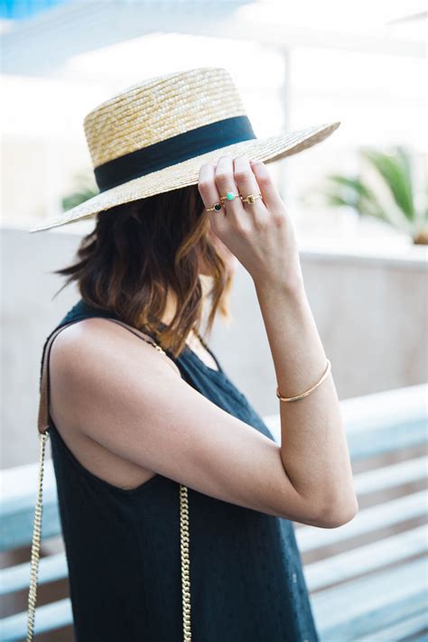 How To Accessorize A Minimal Look Boater Hat Summer Look Dainty