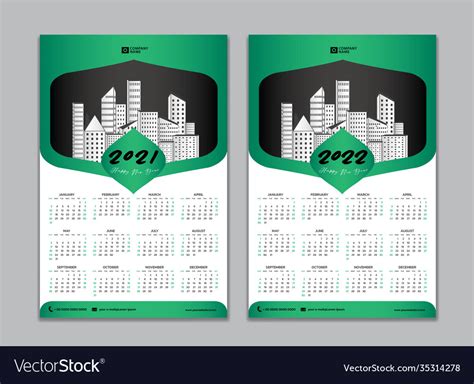 Wall Calendar Design Calendar 2021 2022 Template Vector Image