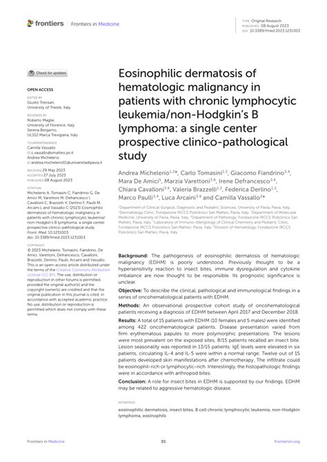 Pdf Eosinophilic Dermatosis Of Hematologic Malignancy In Patients