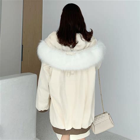 Itgirl Shop Aesthetic Clothing Faux Fur Hood Warm Velvet Oversize