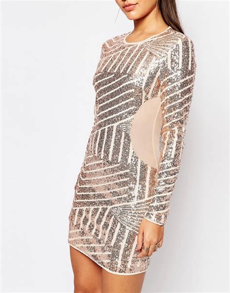 Missguided Missguided Sequin And Mesh Bodycon Dress At Asos