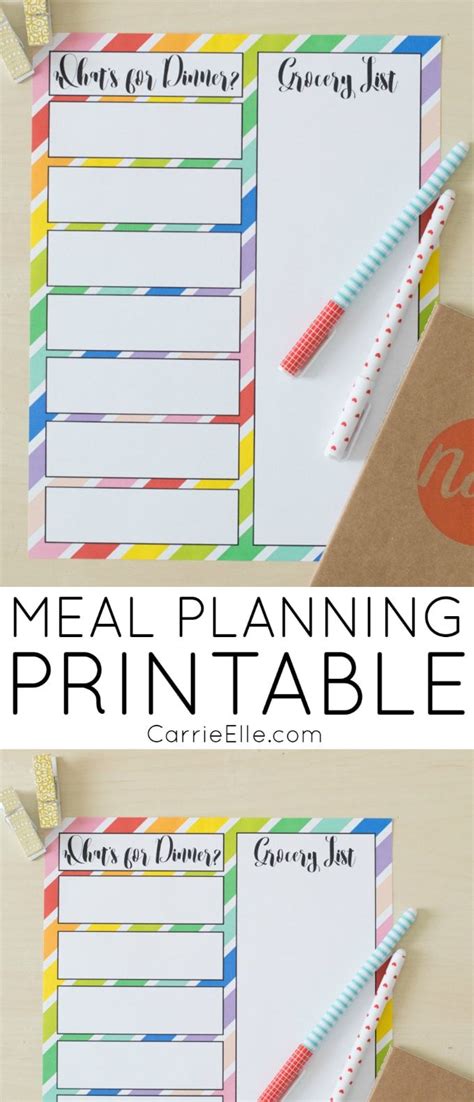 Printable Rainbow Meal Planner Carrie Elle