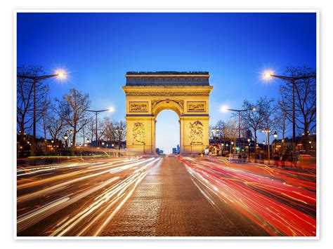 Stampa “arc De Triomphe And Champs Elysees At Night In Paris France” Di Jan Christopher Becke