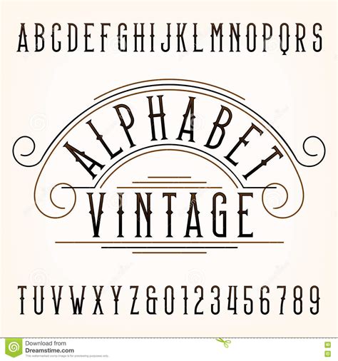 Download Vintage Alphabet Font. Thin Type Letters And Numbers. Stock Vector - Illustration of letters ...