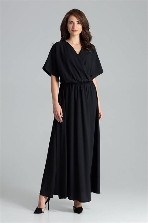 Black Maxi Dress With Short Sleeves