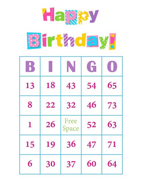 Free Printable Birthday Bingo Cards A37